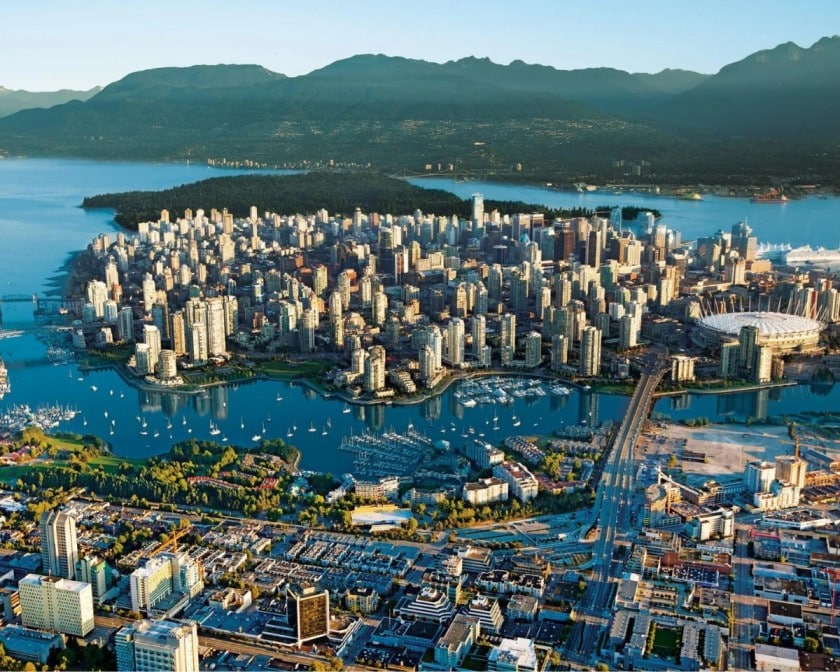 Aerial view of vancouver british columbia canada